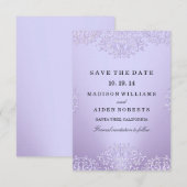 Faire-part de mariage vintage damassé violet (Devant / Derrière)