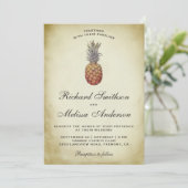 Faire-part de mariage vintage d'ananas tropique (Debout devant)