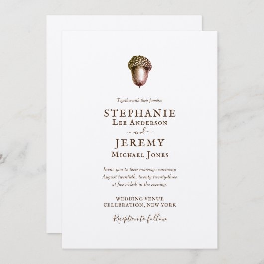 Faire-part de mariage vintage d'automne (Devant / Derrière)