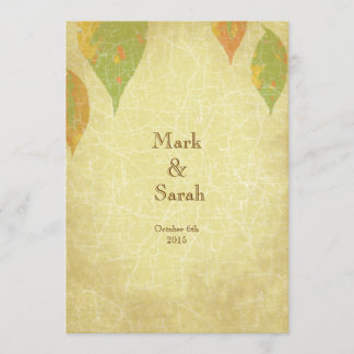 Faire-part de mariage vintage de feuille d'automne