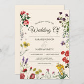 Faire-part de mariage vintage de fleurs botaniques (Devant / Derrière)