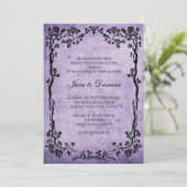 Faire-part de mariage vintage de fleurs pourpres (Debout devant)