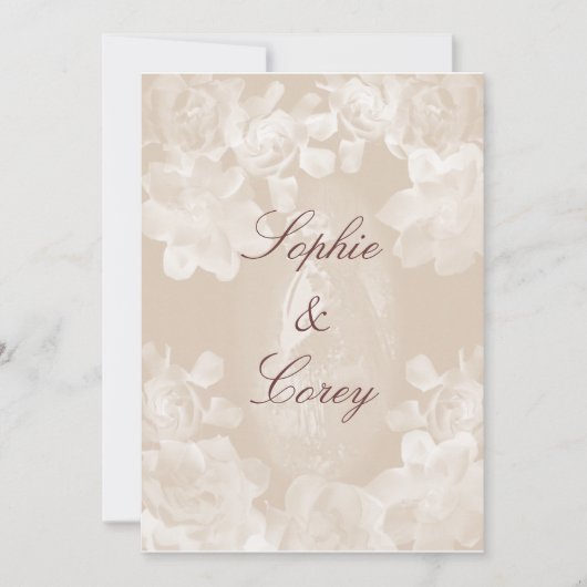 Faire-part de mariage vintage de gardénia (Devant)