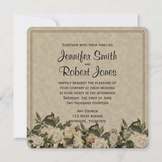 Faire-part de mariage Vintage de Gardenia (Devant)