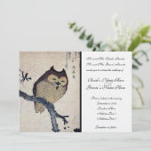 Faire-part de mariage vintage de hibou japonais (Debout devant)