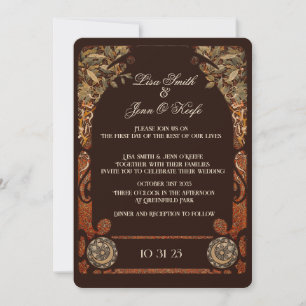 Faire-part de mariage vintage de la lune d'automne