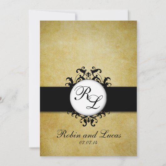 Faire-part de mariage vintage de monogramme de (Devant)