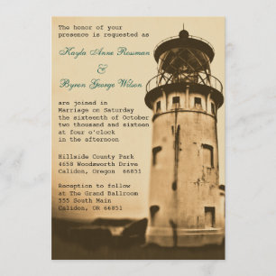 Faire-part de mariage vintage de phare