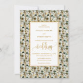 Faire-part de mariage vintage Deep Green Gold (Devant)