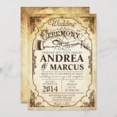 faire-part de mariage vintage d'Excha d'anneau de (Devant / Derrière)