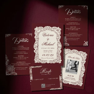Faire-part de mariage vintage en papier découpé iv