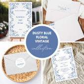 Faire-part de mariage vintage floral bleu
