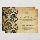 Faire-part de mariage Vintage floral noir (Devant / Derrière)