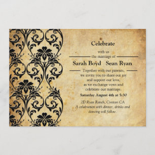 Faire-part de mariage Vintage floral noir