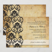 Faire-part de mariage vintage floral noir en spira (Devant / Derrière)