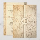 Faire-part de mariage vintage floral pour 40 ans d (Devant / Derrière)