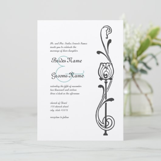 Faire-part de mariage vintage Flower (Debout devant)