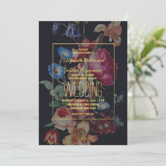 Faire-part de mariage Vintage foncé (Debout devant)