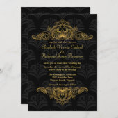Faire-part de mariage Vintage Gold| noir (Devant / Derrière)