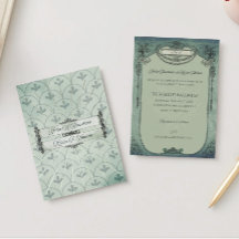 Faire-part de mariage vintage gothique vert sauge