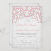 Faire-part de mariage vintage gris rose pâle (Devant / Derrière)