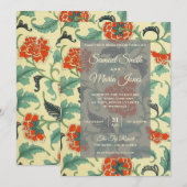 Faire-part de mariage vintage japonais floral (Devant / Derrière)