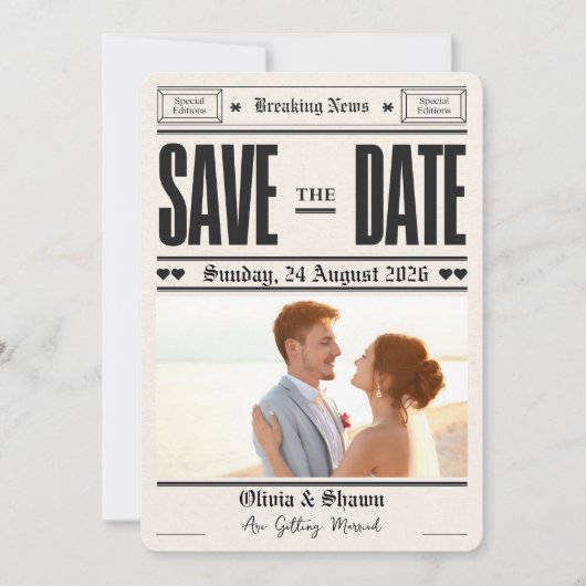 Faire-part de mariage vintage journal de mariage (Devant)