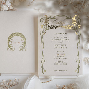 Faire-Part de Mariage Vintage Minimaliste Art Nouv