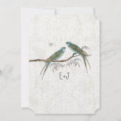 Faire-part de mariage vintage oiseaux sarcelle (Dos)