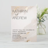 Faire-Part de Mariage Vintage Or Beige (Debout devant)