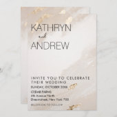 Faire-Part de Mariage Vintage Or Beige (Devant / Derrière)