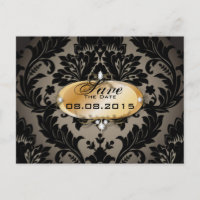 faire-part de mariage vintage or noir damas