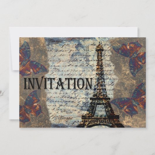 faire-part de mariage vintage parisien (Devant)