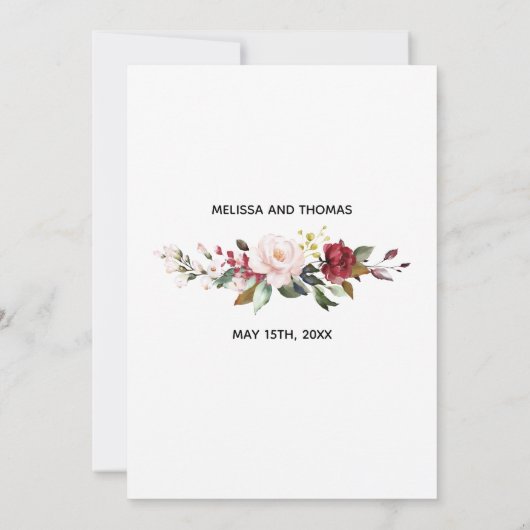 Faire-Part de Mariage Vintage Rose (Dos)