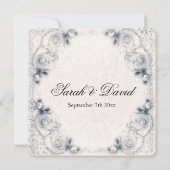 Faire-part de mariage vintage Rose blanche (Dos)