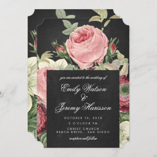 Faire-part de mariage vintage Rose Pink Chalkboard
