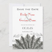 Faire-part de mariage vintage Rouge Cardinal "Save (Devant)