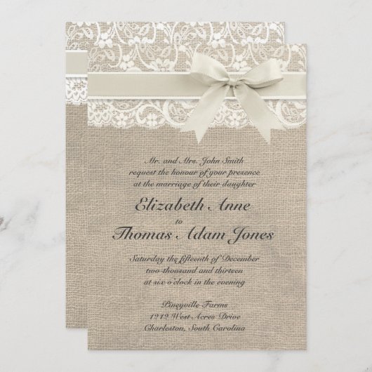 Faire-part de mariage Vintage rustique (Devant / Derrière)