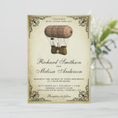Faire-part de mariage vintage steampunk dirigeable (Debout devant)