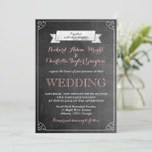 Faire-part de mariage vintage sur tableau noir (Debout devant)