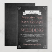 Faire-part de mariage vintage sur tableau noir (Devant / Derrière)