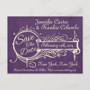 Faire-Part de Mariage Vintage Tableau Noir Violet