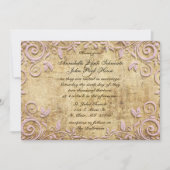 Faire-part de mariage vintage tourbillon rose (Devant)