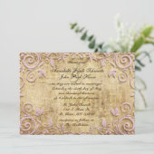 Faire-part de mariage vintage tourbillon rose (Debout devant)