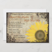 Faire-part de mariage vintage tournesol avec cocci (Devant)
