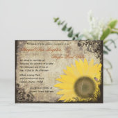 Faire-part de mariage vintage tournesol avec cocci (Debout devant)