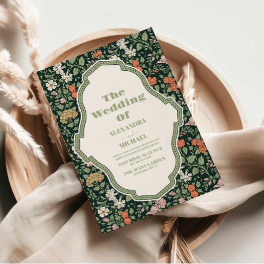 Faire-part de mariage vintage William Morris