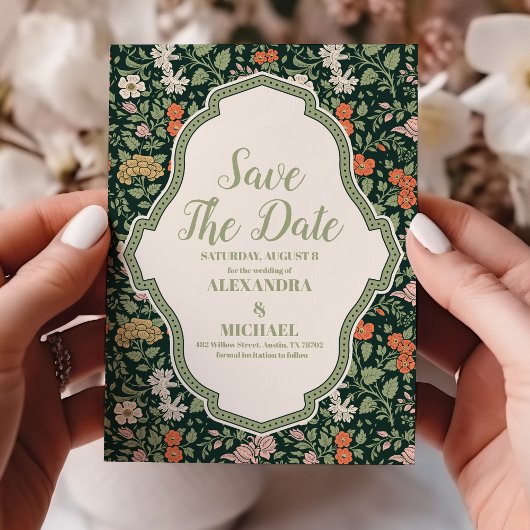 Faire-part de mariage vintage William Morris