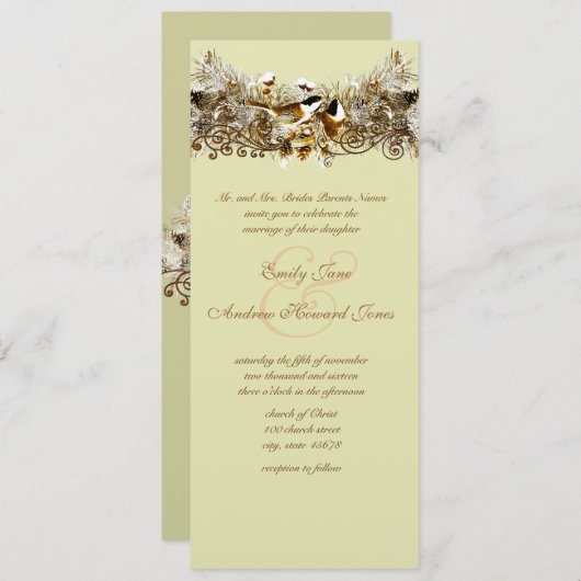 Faire-part de mariage vintages Inséparables (Devant / Derrière)