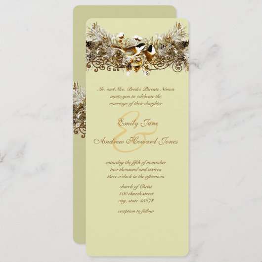 Faire-part de mariage vintages Inséparables (Devant / Derrière)